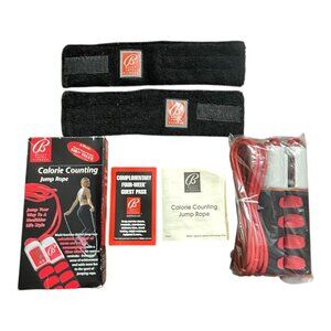 Bally Total Fitness Calorie Counting Digital Jump Rope & Velcro Wristbands Set